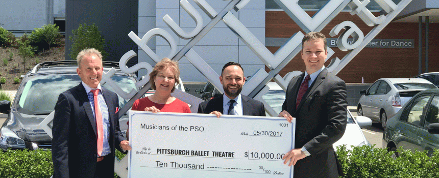PSO Musicians Present $10,000 Check for Pittsburgh Ballet Theatre Orchestra Endowment