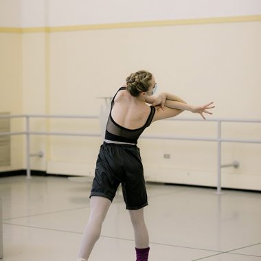 PBT Corps de Ballet Dancer Grace Rookstool in rehearsal with Gina Patterson for Open Air. 