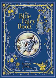 A blue book cover featuring fairies and other magical characters